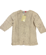 QVC Du Jour Large Hand Crochet Vintage Ivory 3/4 Sleeve Topper Cardigan ... - $553.04 MXN