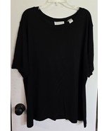 Womens Plus 3X August Silk 100% Silk Black Short Sleeve Shirt T-shirt To... - €24,85 EUR