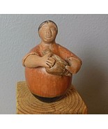 Hand Made Vintage Pottery Woman with Duck Peru 4.5&quot; - £20.62 GBP