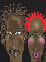 African American Black Man &amp; Woman Portraits Stylized 8x10 in Keith Banner - £19.56 GBP