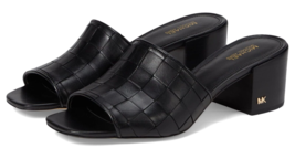 Womens Michael Kors Ingrid Woven Leather Block Heels Mule Black 9.5 M NE... - $98.00