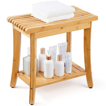 VEVOR Bamboo Shower Bench, 19.1 x 11.3 x 18.3 in, Waterproof Shower Stoo... - $45.99