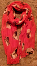 Joy Susan Lightweight 100%  Viscose Wrap Scarf Red w/Pug 70&quot; x 30&quot; NWT - £14.49 GBP