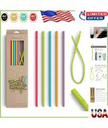 10.5-Inch Multicolor Silicone Straws with Stoppers – Pack of 5 Reusable ... - $39.86 CAD