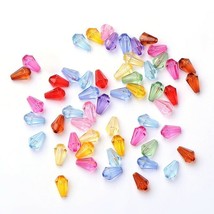 Acrylic Teardrop Beads Assorted Lot Faceted 9mm BULK Faceted Wholesale 20pcs - £3.15 GBP
