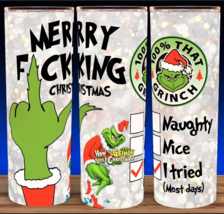 Grinch Merry F*cking Christmas Naughty Nice I Tried Cup Mug Tumbler 20oz - £15.68 GBP