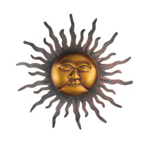 Scratch &amp; Dent Copper and Gold Tone 16 Inch Diameter Metal Sun Wall Plaque - £23.73 GBP