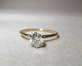 Vintage 14K Solitaire Engagement Ring Size 8 1/4 K190 - £2,154.87 GBP