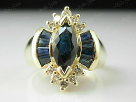 2Ct Marquise Cut Blue Sapphire Vintage Engagement Ring In 14K Yellow Gold Finish - £73.12 GBP