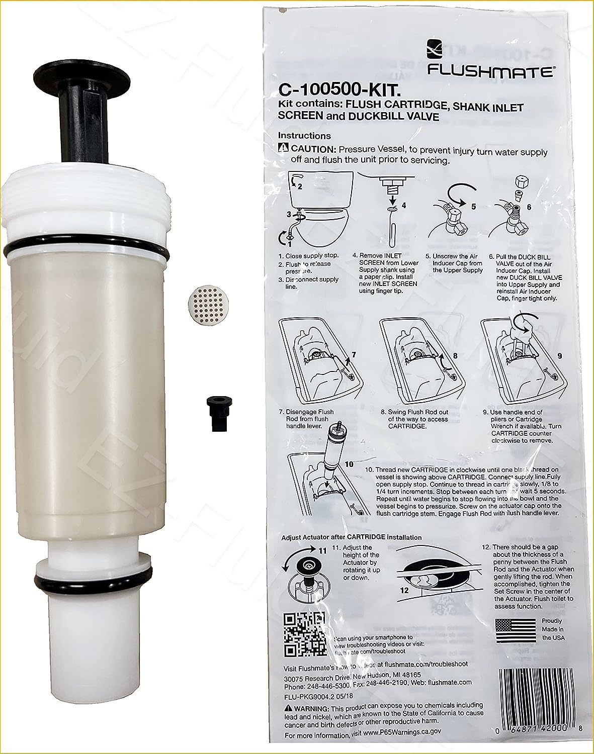Primary image for Replacement For Sloan C-100500-K Flushmate Cartridge/Powerflush Toilet Piston