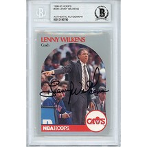 Lenny Wilkens Cleveland Cavaliers Auto 1990 NBA Hoops Autographed Card Beckett - £76.27 GBP