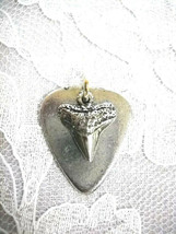 Guitar Pick With Shark Tooth Charm American Pewter Pendant Adjustable Necklace - £9.64 GBP