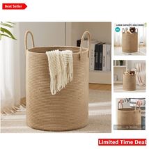 Stylish 58L Tall Jute Hamper - Modern Foldable Basket for Baby &amp; Household - $60.34