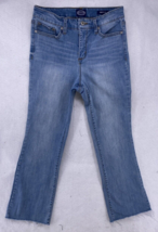 Scoop Jeans Womens 4 Crop Flare Raw Hem Distressed Blue Stretch Denim We... - $13.85