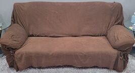 H) Room Essentials 3-Seat Sofa Slipcover Chocolate Brown Soft Suede - $9.89