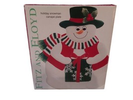 Vintage 2003 Fitz and Floyd Essentials Holiday SNOWMAN Canape Plate GUC - £9.01 GBP