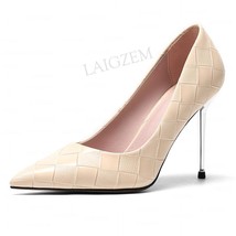 LAIGZEM Wome Pumps Slip on 10CM Metal Stiletto High Heels Sandals Prom Dress Lad - £86.94 GBP
