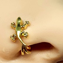 Gecko Lizard Crawler Nose Stud 20g (0.8mm) Gold 316L Surgical Steel Ball End - £5.64 GBP