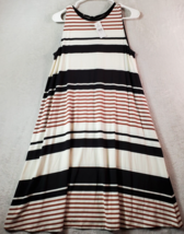 LOFT Dress Womens Small White Black Brown Striped Rayon Sleeveless Round Neck - £22.90 GBP
