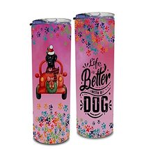Life Is Better With A Dog Black Labrador Colorful Skinny Tumbler 20oz Gift For B - £21.76 GBP