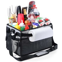 Large Grill Caddy With Paper Towel Holder, Picnic Basket Bbq Organizer For Utens - £51.19 GBP