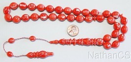 Prayer Beads Tesbih  Red and White Vintage Galalith - Unique - XXR  Collector&#39;s - £798.70 GBP