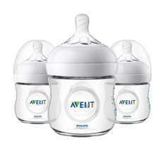 Philips Avent Natural Baby Bottle, Clear, 4oz, 3pk, SCF010/37 - $36.95
