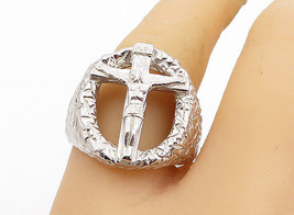925 Sterling Silver - Vintage Crucifix Religious Cocktail Ring Sz 9 - RG5549 - £76.08 GBP