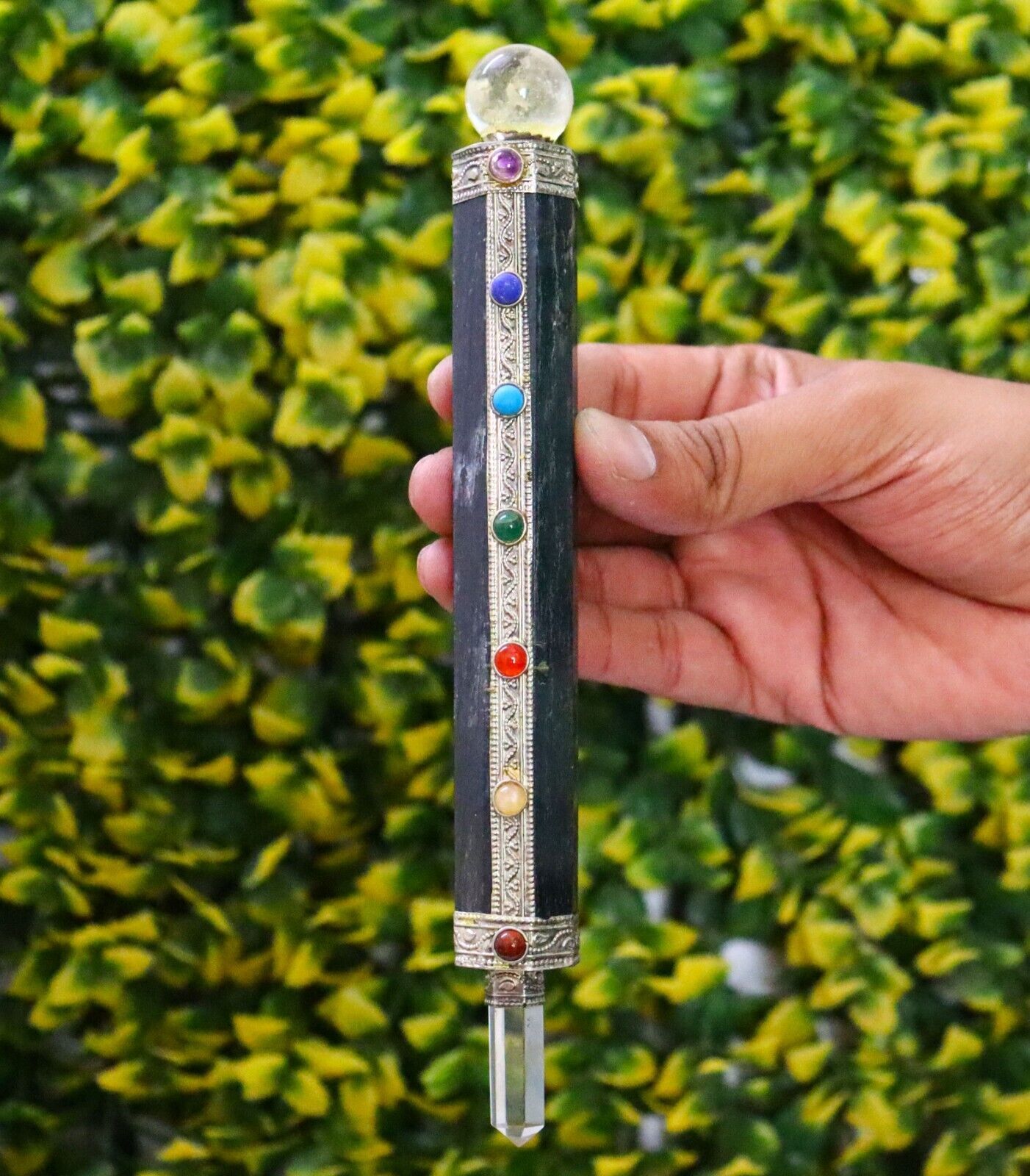 Iolite 7 Chakra Crystal Healing Massage Wand Reiki Healing Wand Stick 7.... - $39.55