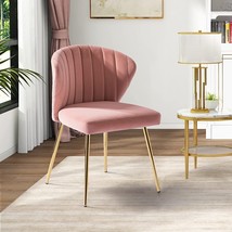 Hulala Home Velvet Dining Chairs, Contemporary Small Armless Accent Chair, Pink. - £93.51 GBP