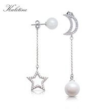 Kaletine 925 Silver  Ear Drops New Fashion Moon Stars Woman Drop Earring... - $20.69