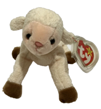 Ty Beanie Babies Ewey Lamb Sheep Cream Hang &amp; Tush Tags Protector 3/1/1998 - £4.64 GBP