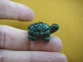 (Y-TUR-LA-507) 1&quot; black green TURTLE tortoise carving FIGURINE gemstone turtles - £6.88 GBP