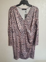 Allegra K Cross Front Chest Long Sleeve Dress Leopard Print sz XLarge Mid-Length - £27.14 GBP