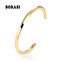 BOBASI Simple Classic Titanium Stainless Steel Bangle Gold Color For Women Cuff  - £11.12 GBP