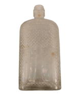 Antique Glass Flask Bottle One Pint With Diamond Design - $189.87 MXN