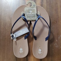 Third Oak Flip Flops Size 11 NWT Sandals Navy Blue Tan USA Recycled Recyclable - £13.87 GBP