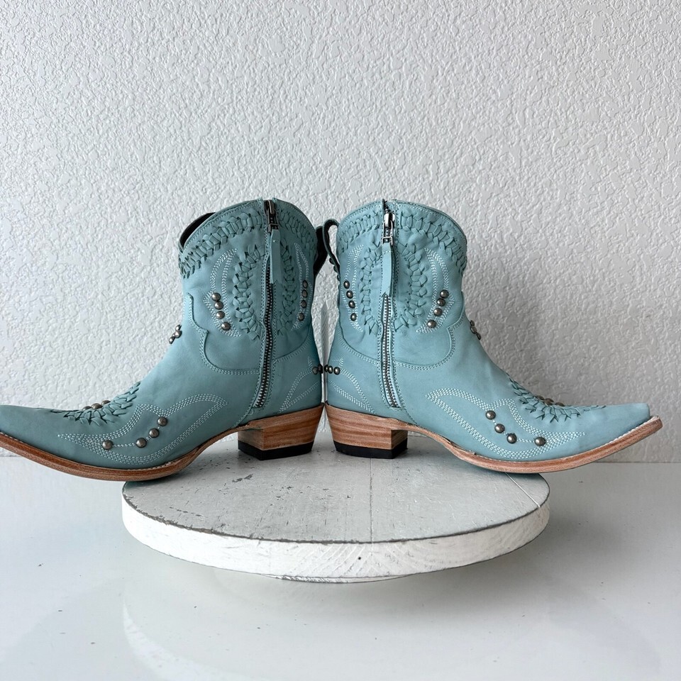 Lane COSSETTE Womens Cowboy Bootie 7.5 Blue Cowgirl Western Ankle Boots Snip Toe Item image 8