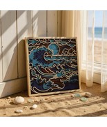 Ocean Wave Layered Wood Wall Art – 5-Layer Coastal Decor in Blue &amp; White - $44.00