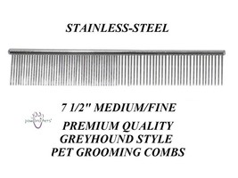 PRO STAINLESS STEEL PET 7.5” MEDIUM-FINE GREYHOUND Style COMB Dog Cat Gr... - $13.49