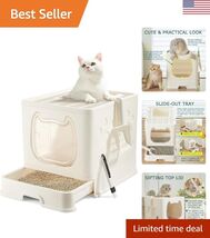 Cat Litter Box with Lid, Covered Top Entry Kitten Litter Pan for Small a... - $68.29
