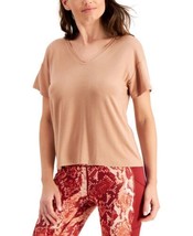 allbrand365 designer Womens Activewear V-Neck T-Shirt,Terracotta Clay Si... - £21.69 GBP