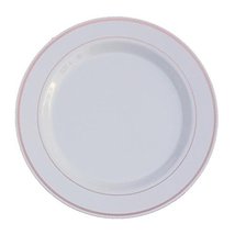 7&quot; White w/Rose Gold Border Salad/Dessert China Plastic Wedding Plates 1... - $5.69+