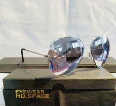 Unisex Aviator Sunglasses 60mm Polarized reflective  100%UV Silver Metal Frame - £29.15 GBP