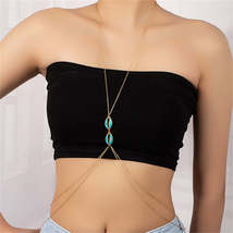 Teal Enamel &amp; 18K Gold-Plated Shell Layered Neck-To-Waist Chain - £11.80 GBP