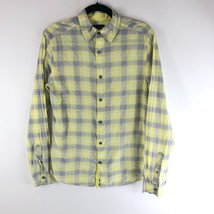 GAP Mens Button Down Shirt Slim Fit Lightweight Cotton Plaid Yellow S - £7.66 GBP
