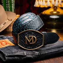 Arkansas Genuine Snake Western Belt Black / Blue image 5