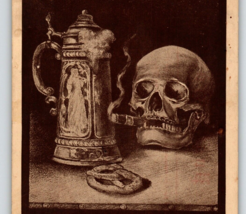 Skull Face Smoking Cigar German Beer Stein Postcard Ullman Fantasy Skeleton Head - £90.54 GBP