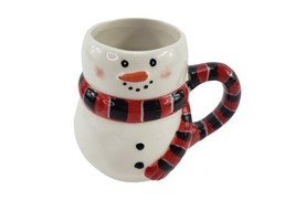 Pier 1 Pier One Snowman Christmas Winter Holiday Chocolate Mug Black Red... - $12.86