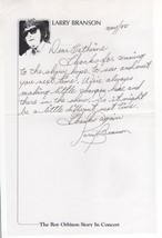 Larry Branson Roy Orbison Impersonator Hand Written &amp; Signed Letter - £6.25 GBP